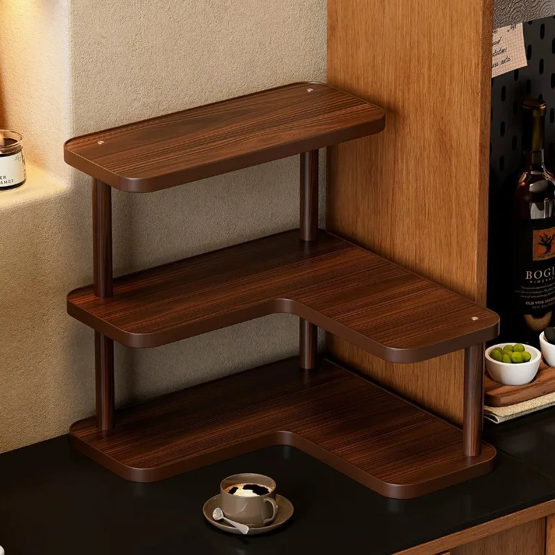 Desktop corner rack Household coffee corner Tea set rack Storage and finishing Corner multi-layer rack
