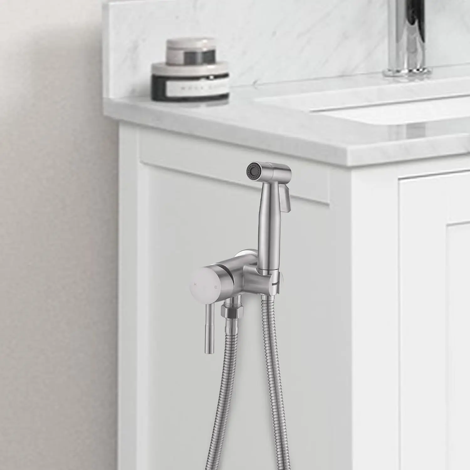 Chomely Warm Water Handheld Bidet Sprayer for Toilet, Mounted on Bathroom Vanity, Cloth Diaper Jet Sprayer Attachment