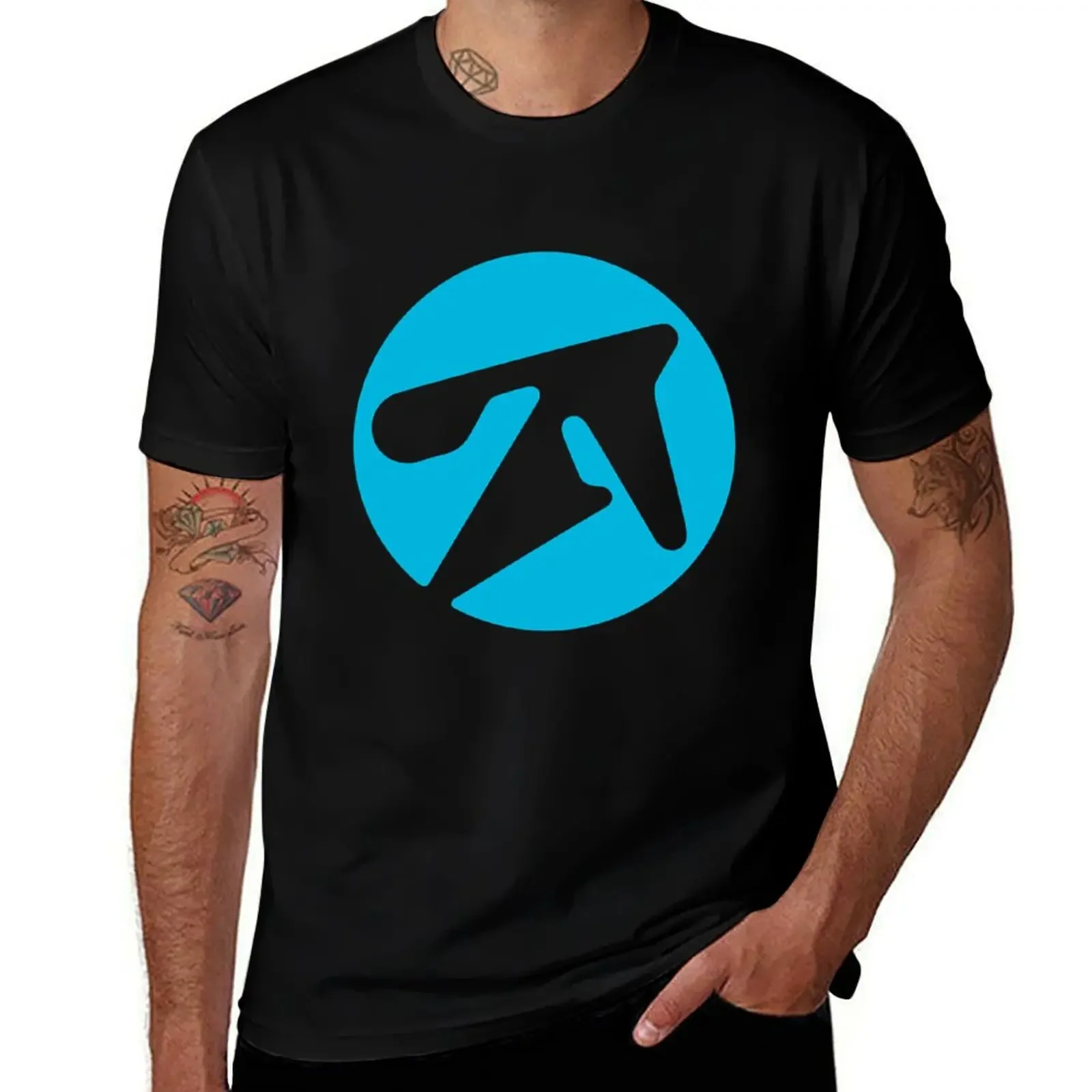 

Aphex twin alternative style logo in blue T-Shirt cute tops Aesthetic clothing T-shirts for men cotton