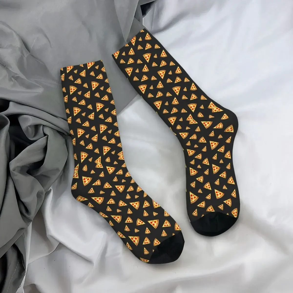 Chaussettes à motif de tranches de pizza pour hommes et femmes, chaussettes Harajuku, bas super doux, chaussettes longues toutes saisons, cadeaux sympas et amusants, 58