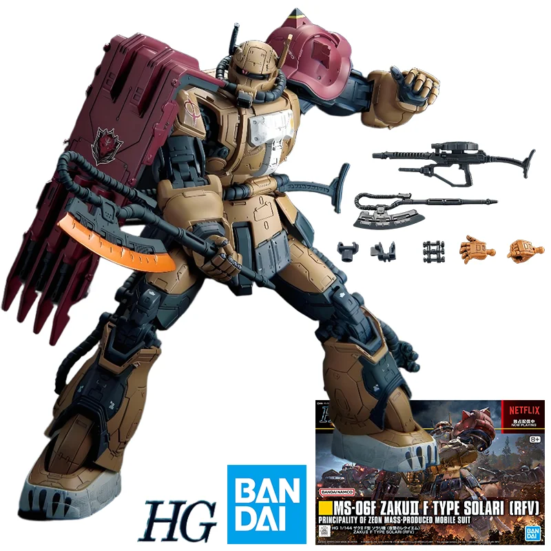 

Bandai Genuine HG MS-06F ZAKU Ⅱ F TYPE SOLARI [RFV] 1/144 Gundam Anime Action Figure Assembly Model Toys Ornaments Gift