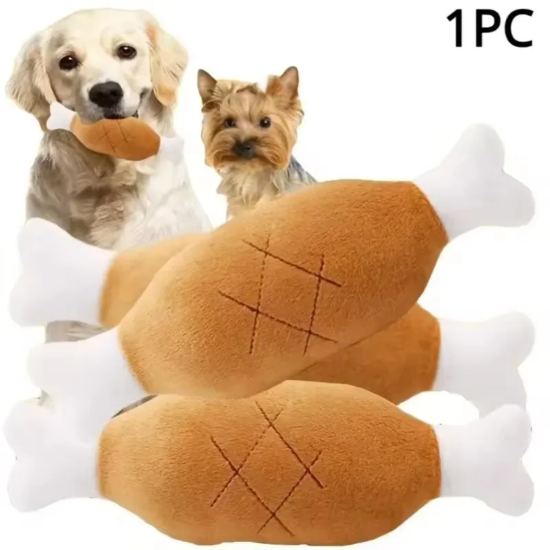 

Dog Squeaky Toy Chicken Legs Bone Shape Pet Dog Plush Toy for Small Medium Large Dogs and Cats