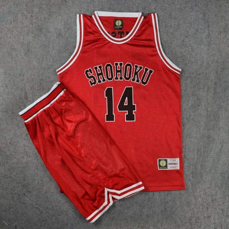 Slam Dunk Shohoku High School No.14 Mitsui Hisashi Cosplay Vest & Shorts Basketball Jersey Sets