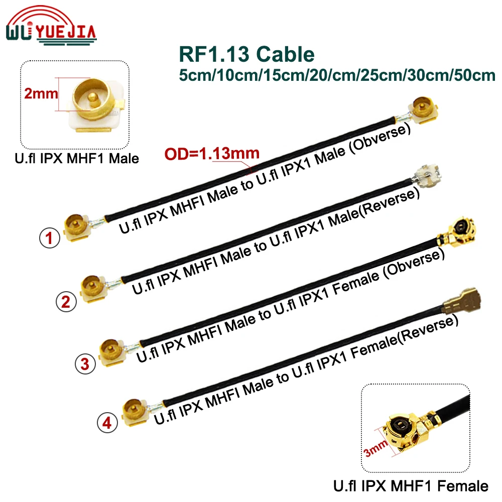 

1Pcs RF1.13 Cable U.fl-IPX-Compatible IPX1/UFL Male Plug to Female Jack Connector 1.13 Coaxial Jumper WIFI 3G 4G Extension Cable