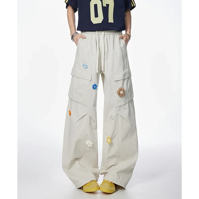 

Мужские спортивные брюки для скейтбординга, мужские осенне-зимние американские широкие брюки, весенний парный стиль, утягивающий и универсальный чистый хлопок