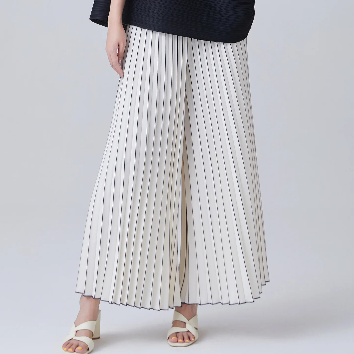 Miyake Pleated 2025 Pants Wide-legged Pants Summer High-waisted Pants Versatile Loose Drape Vertical Pleats Casual Female