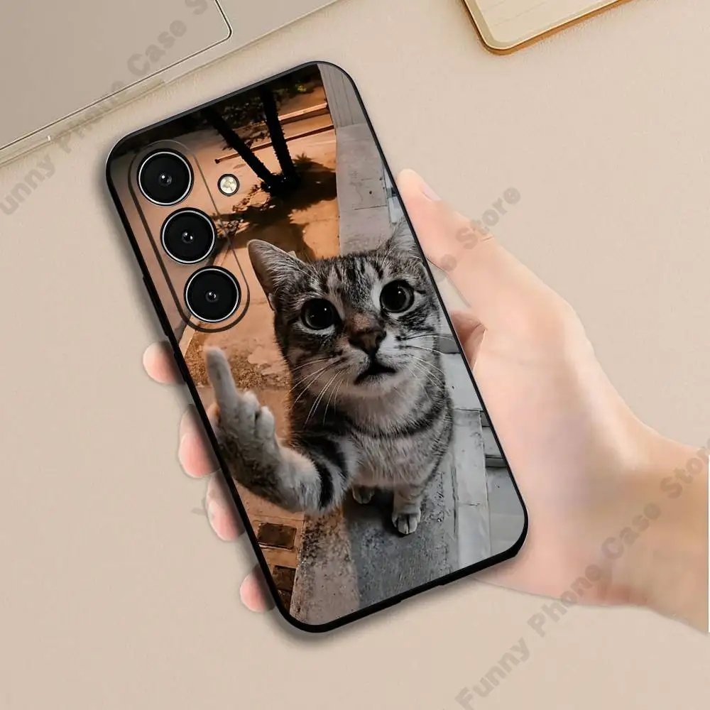 Funny Cat Phone Case For Samsung S24 25 23 22 21 20 Plus Ultra 5G Lite Shockproof Cover