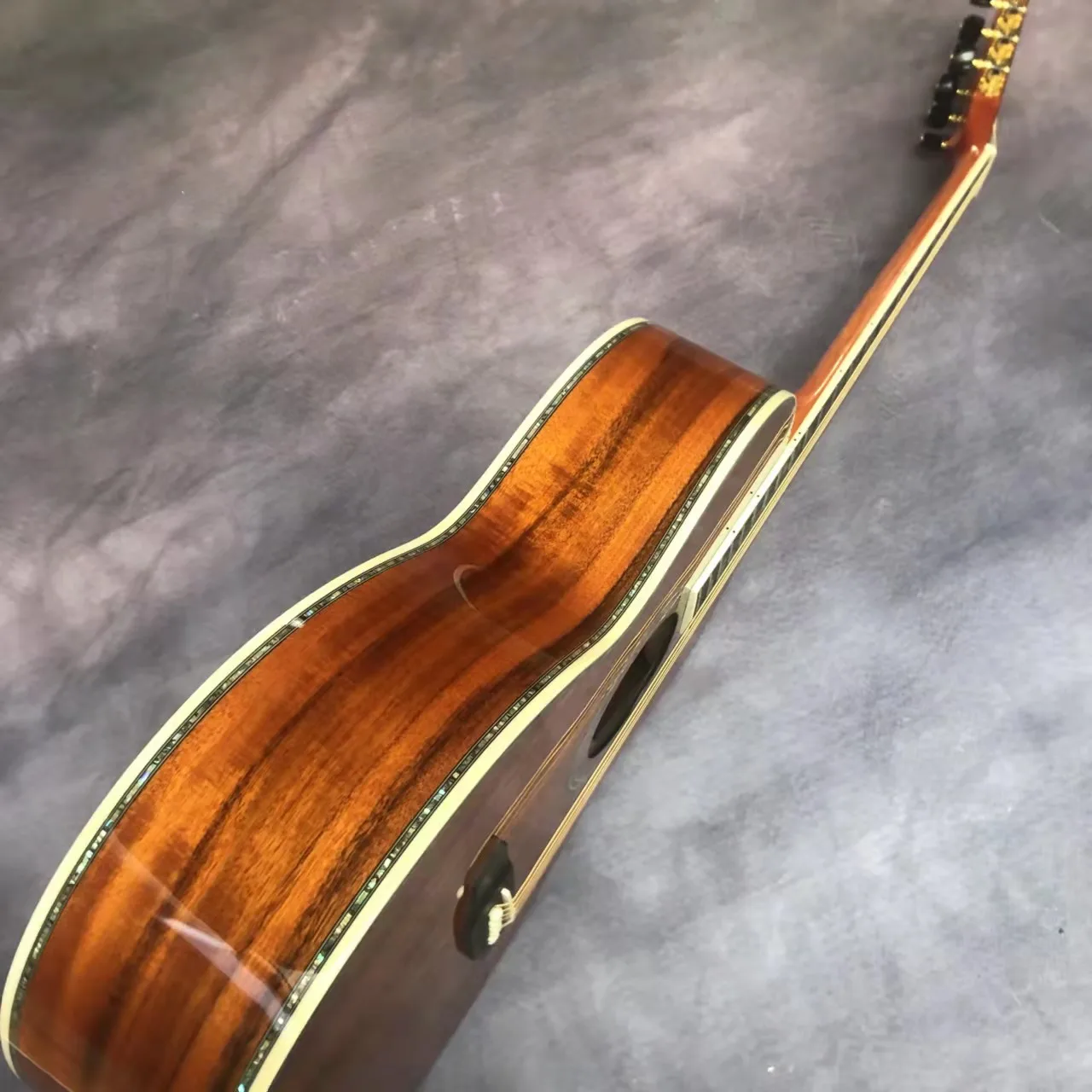 39 inch full koa wood 0045 luxury black finger abalone shell inlaid acoustic wood ji