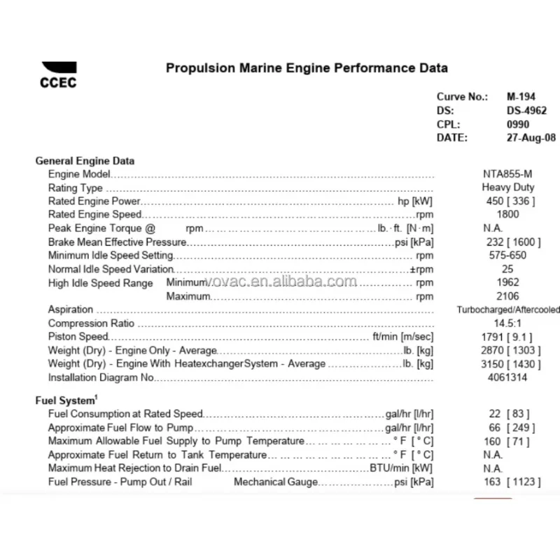 Original 450HP NTA855-M Marine die sel Engine for Boat 1800RPM