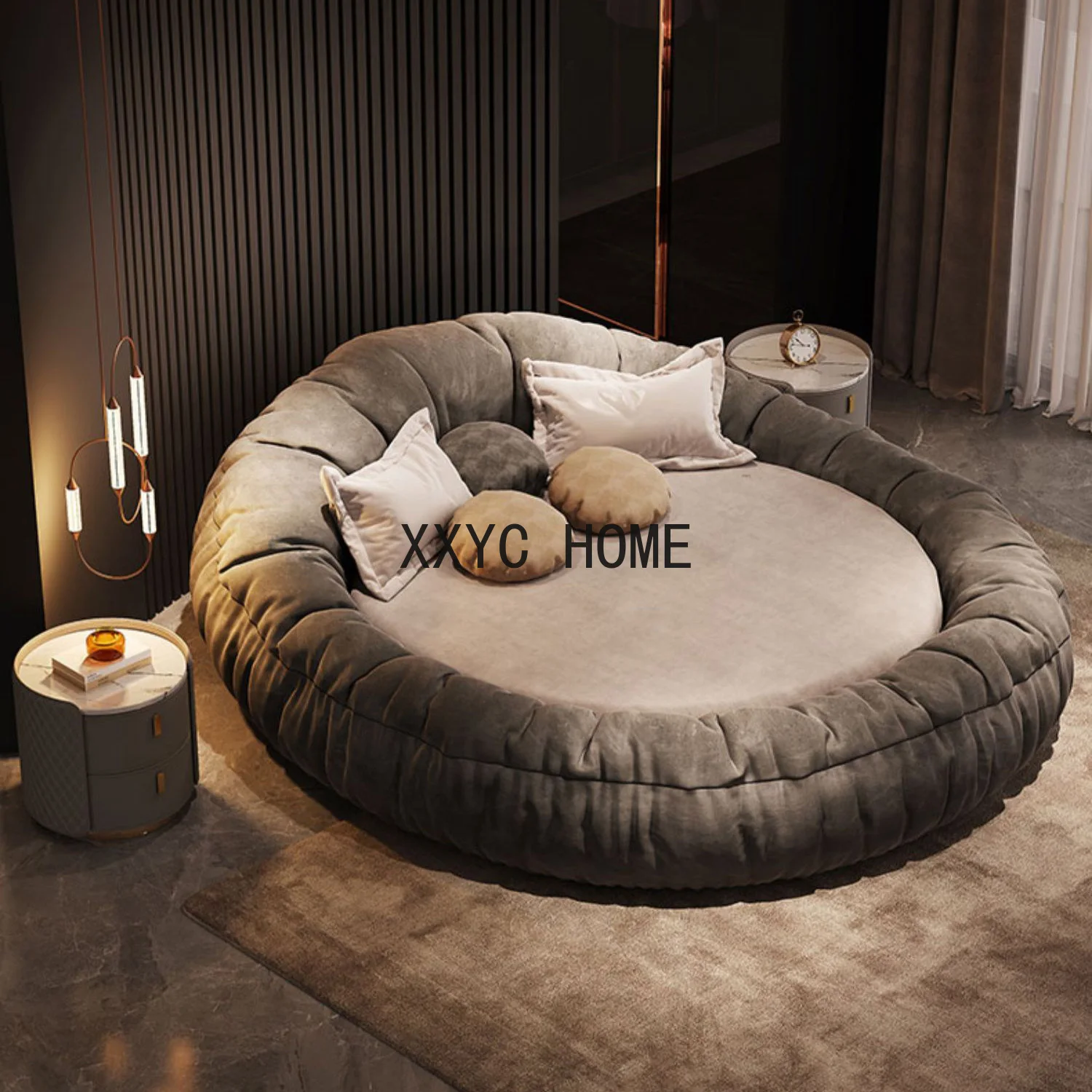 Light Luxury Round Fabric Lovers Modern Minimalist Master Bedroom Double Light Luxury