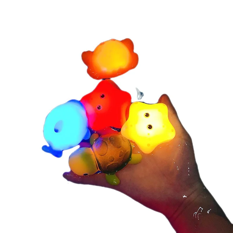 Glowable animal conjunto de água de lavagem flutuante luz de água net pesca peixes brinquedos de água brinquedos de banho do bebê das crianças flutuante