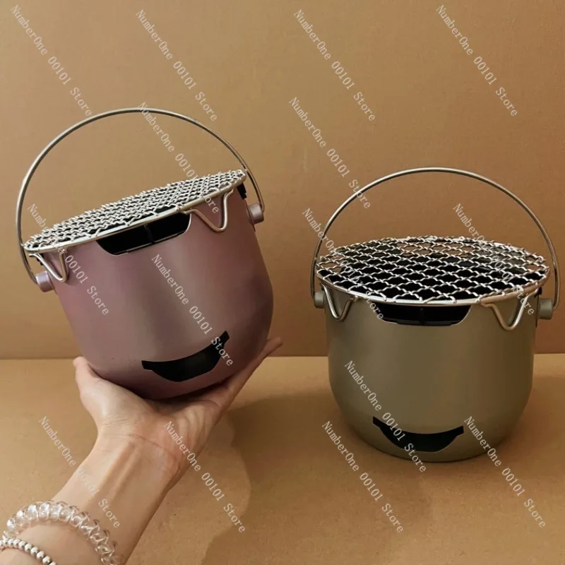 Portable Mini Charcoal Grill Stove Outdoor Barbecue Brazier Stainless Steel Korean BBQ Furnace Home Tea Boiling Fire Pit Alcohol