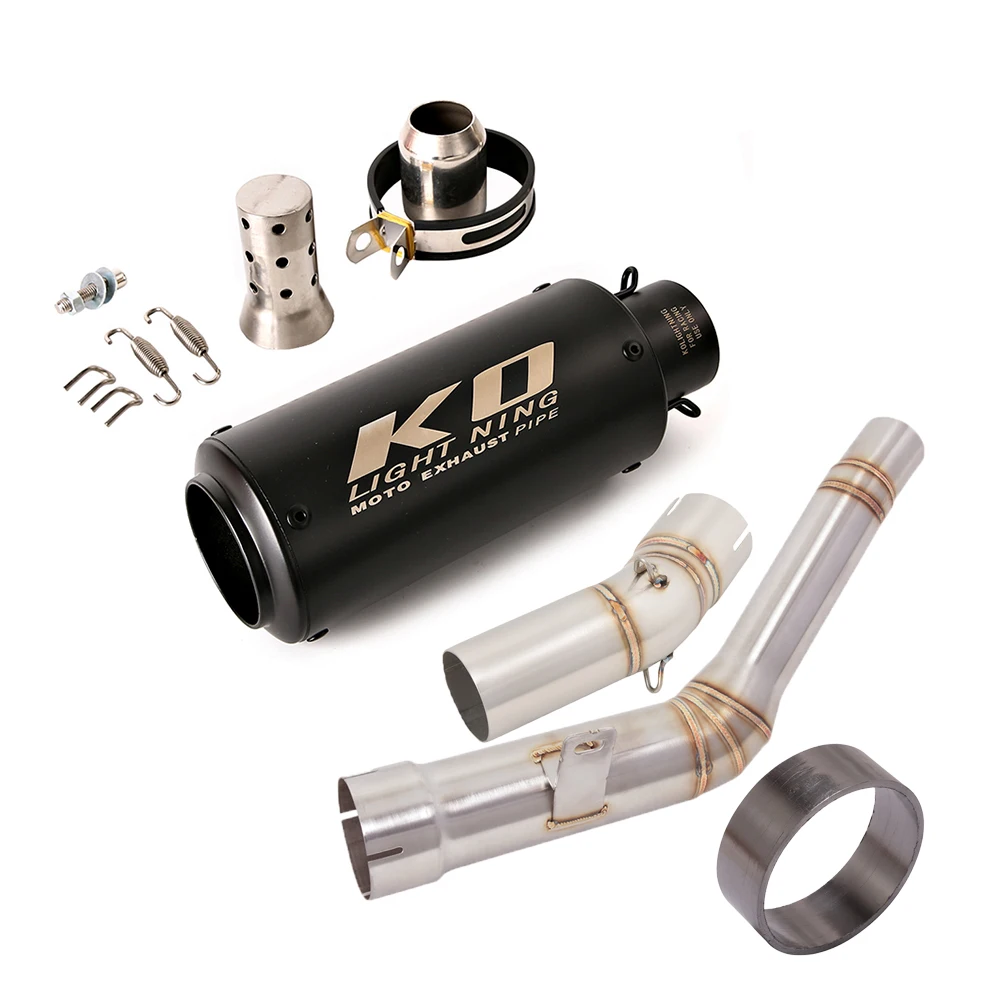 

51mm Motorcycle Exhaust Stainless Steel Middler Link Pipe Escape Moto With DB Killer For Kawasaki ZX10R 2011-2024