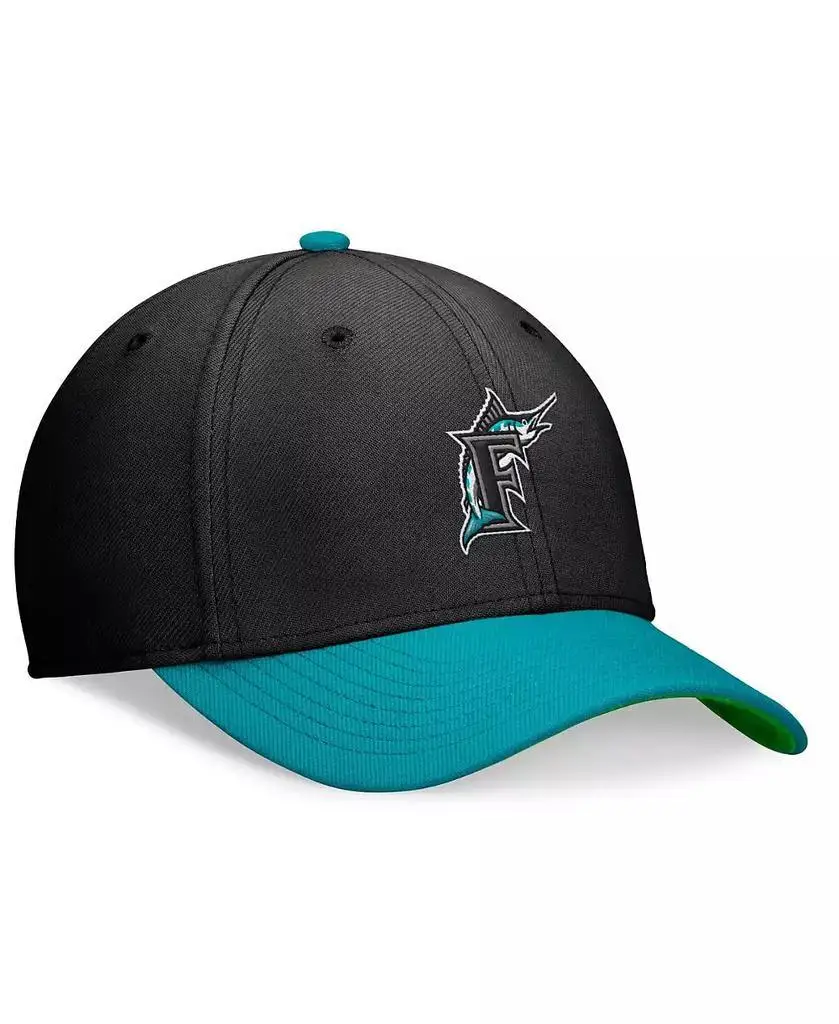 Nike | Men's Black/Teal Florida Marlins Cooperstown Collection Rewind swoosh flex Performance Hat