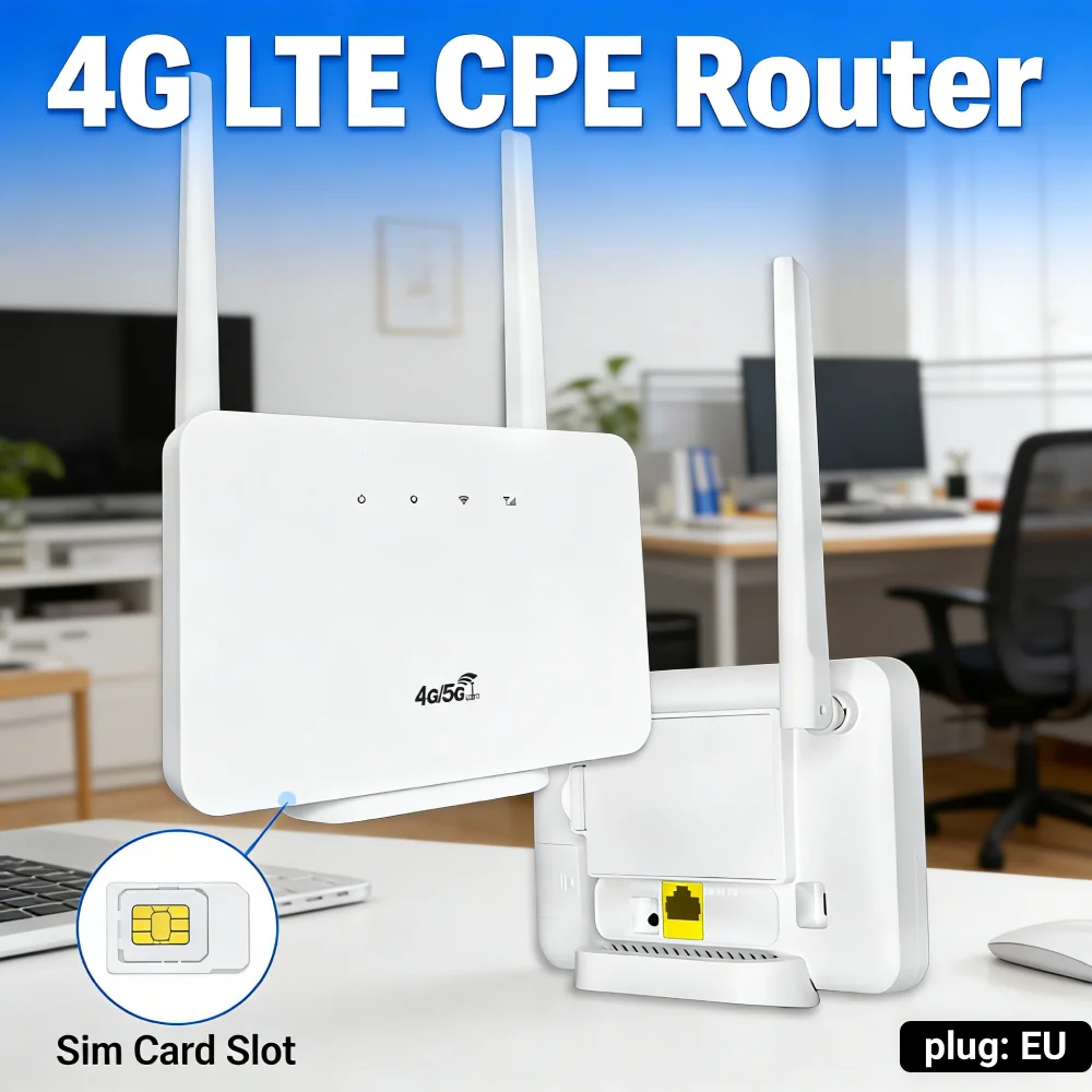 

Wi-Fi роутер 300 Мбит/с, 4G роутер, беспроводной модем, внешняя антенна со слотом для SIM-карты, вилка европейского стандарта, для дома, путешествий, работы