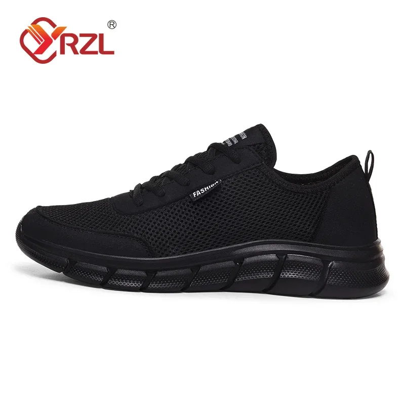 YRZL-Baskets en Maille Respirante pour Homme, Chaussures de Marche Légères et Décontractées, Confortables, Noires, Grande Taille 39-48, Nouvelle Collection