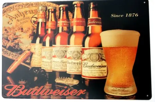 q1,BUDWEISER RETRO METAL TIN SIGNS vintage cafe pub bar garage-Aluminum