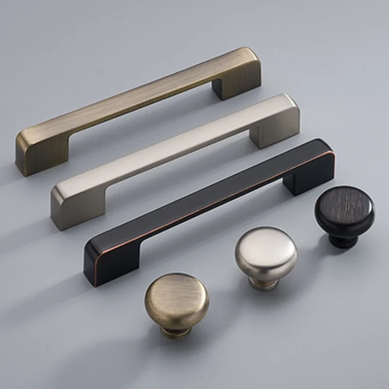 Black Solid Zinc Alloy Single Hole Handle American Style Drawer Shoe Cabinet Wardrobe Door Handle Hardware Cabinet Handles