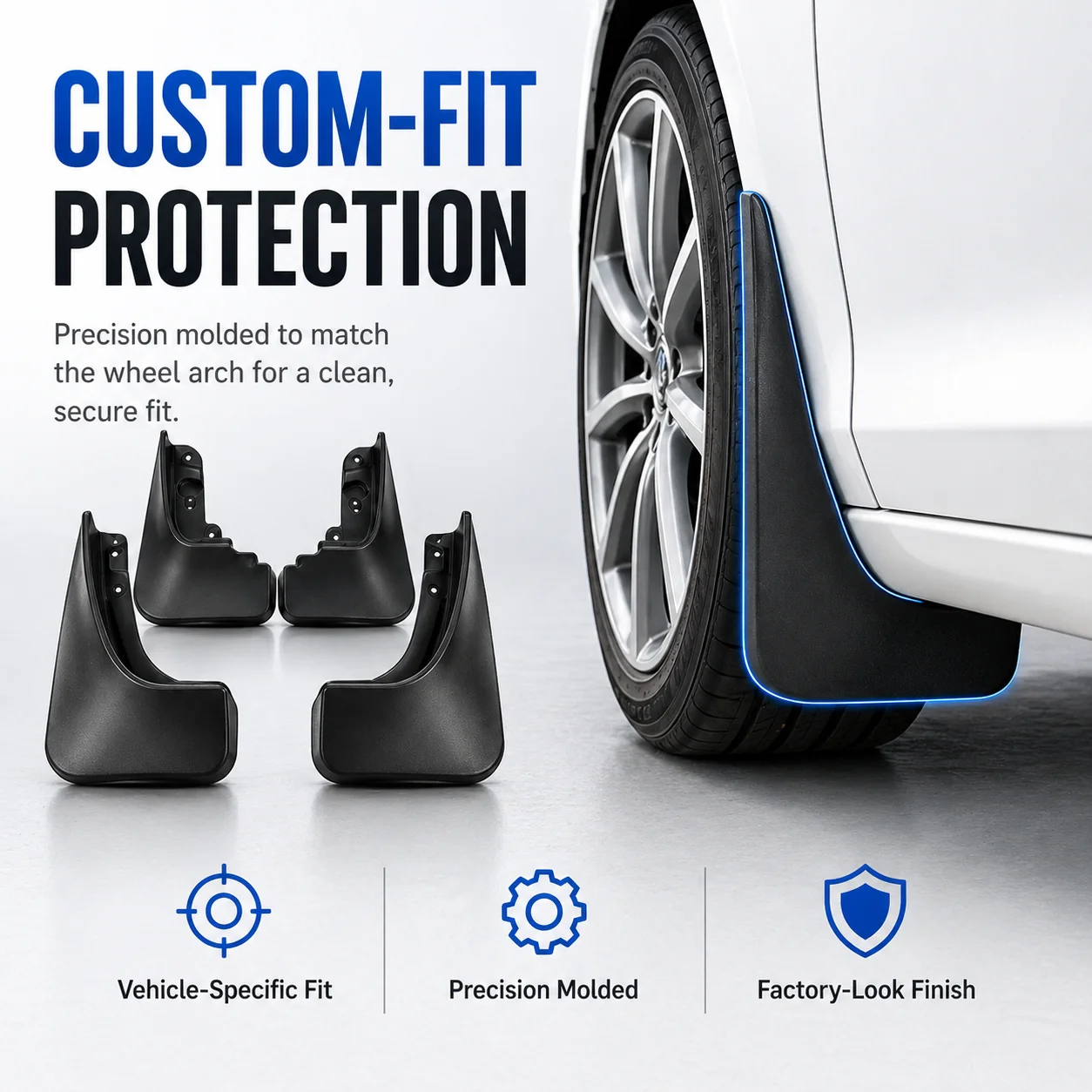 All-Weather Mud Flaps For Dongfeng Fengguang 580 Hongxing Edition Pro Rear - Soft Rubber Splash Guards with No-Drill Easy Insta