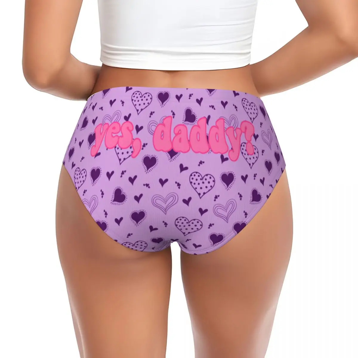 Custom Women's Funny Yes Daddy Hearts Brief Panties Female Breathable Lovely Underwear Underpants