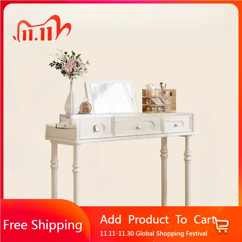 

Luxury Mirror Vanity Table Drawers Desk Living Room Storage Garden Dressing Table European Chair Penteadeira Trendy Furniture