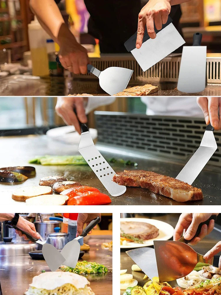 مجموعة ملحقات شواية Onilini مكونة من 6 قطع من ملاعق الفولاذ المقاوم للصدأ مع مكشطة حقيبة حمل للشواء في الهواء الطلق #6