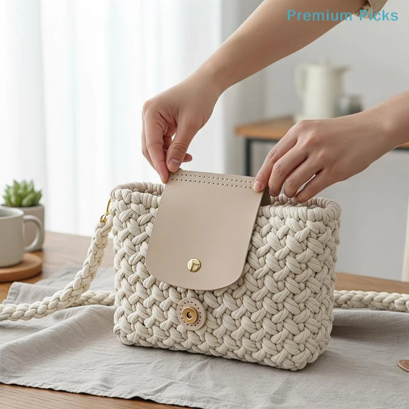 portableBag Flap Cover Waterproof PU Leather DIY Crochet Bag Accessories for Women Handcraft Hobbyists Bag Making