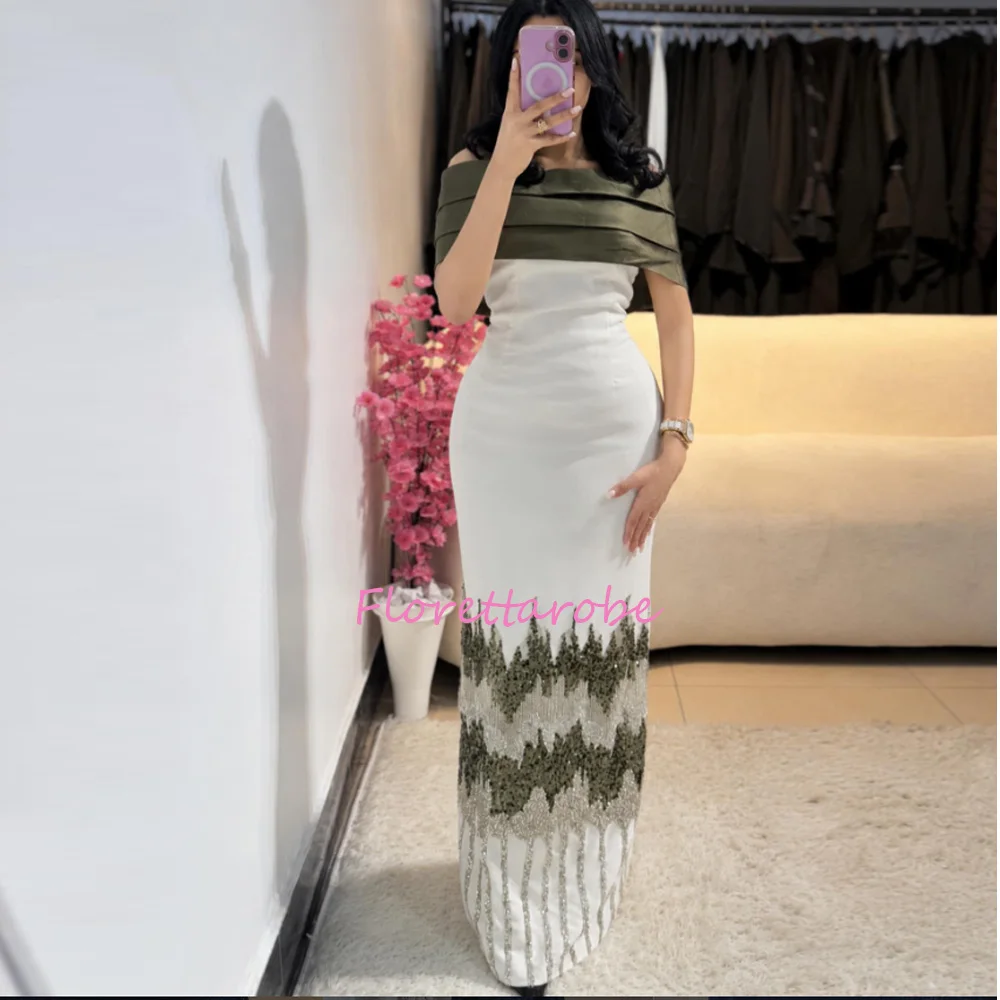 Customized Elegant Off The  Shoulder Evening Dresses  Straight Party Dresses  Women Beads Sequins Prom Dress