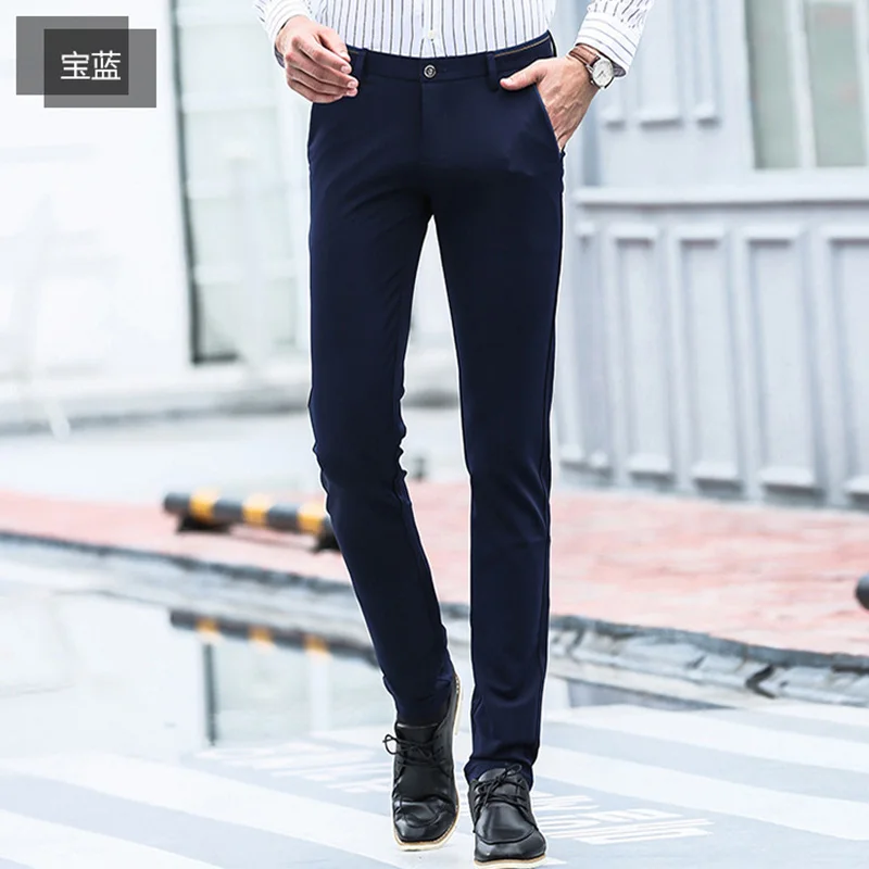 الرجال السراويل النسيج المرن الربيع الصيف عارضة مستقيم السراويل الطويلة عارضة الرجال السراويل المريحة زائد حجم 29-40 #3