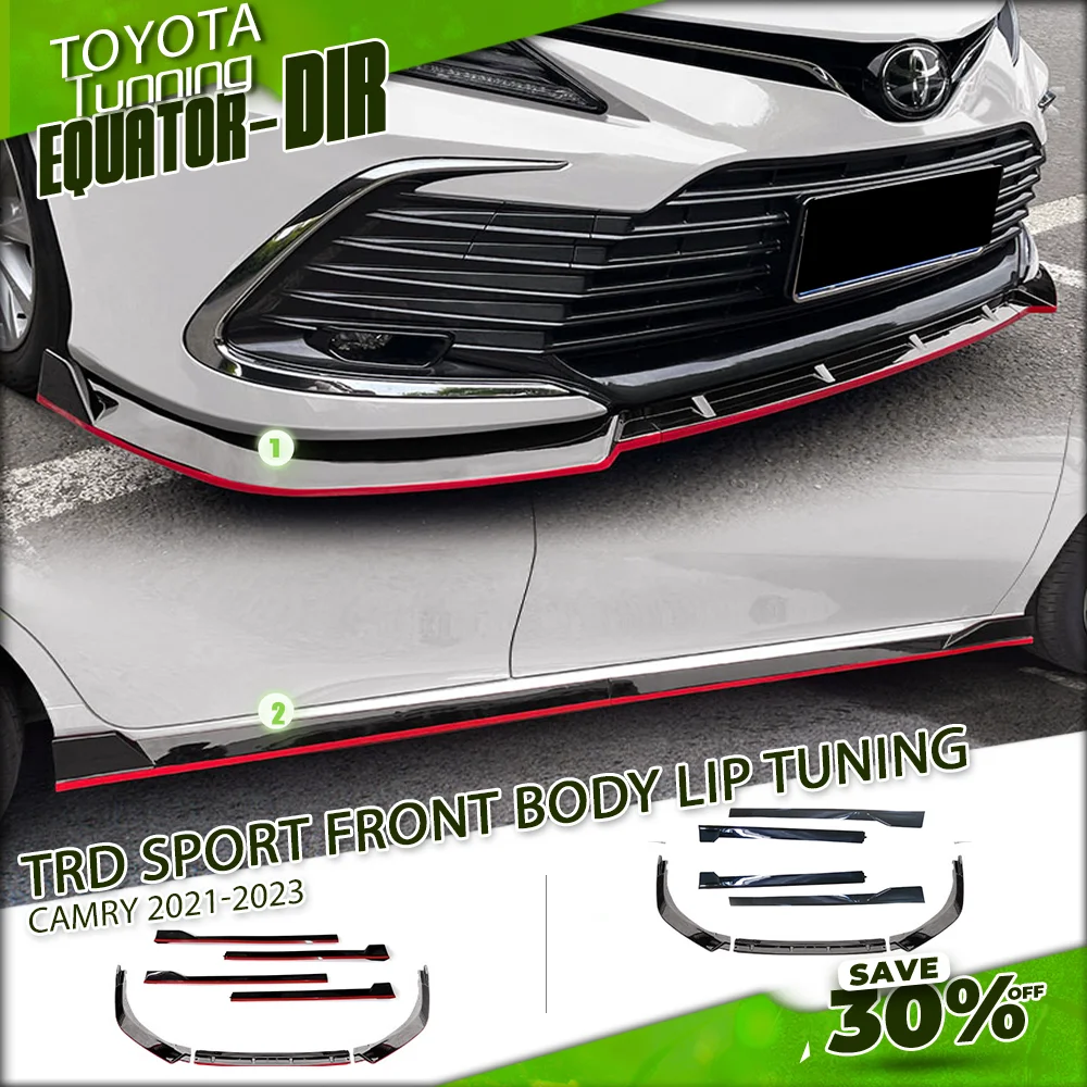 

TRD Sport Front Body Kits For Toyota Camry L LE XLE 2021-2023 ABS Tuning Front Bumper Lip Side Splitter Spoiler Auto Accessories