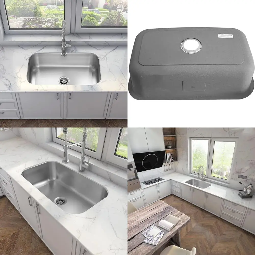 

Кухонная мойка подстольного монтажа с одной чашей, 31 x 18 x 9 дюймов, из нержавеющей стали 304, толщина 18 калибра, сатинированная отделка