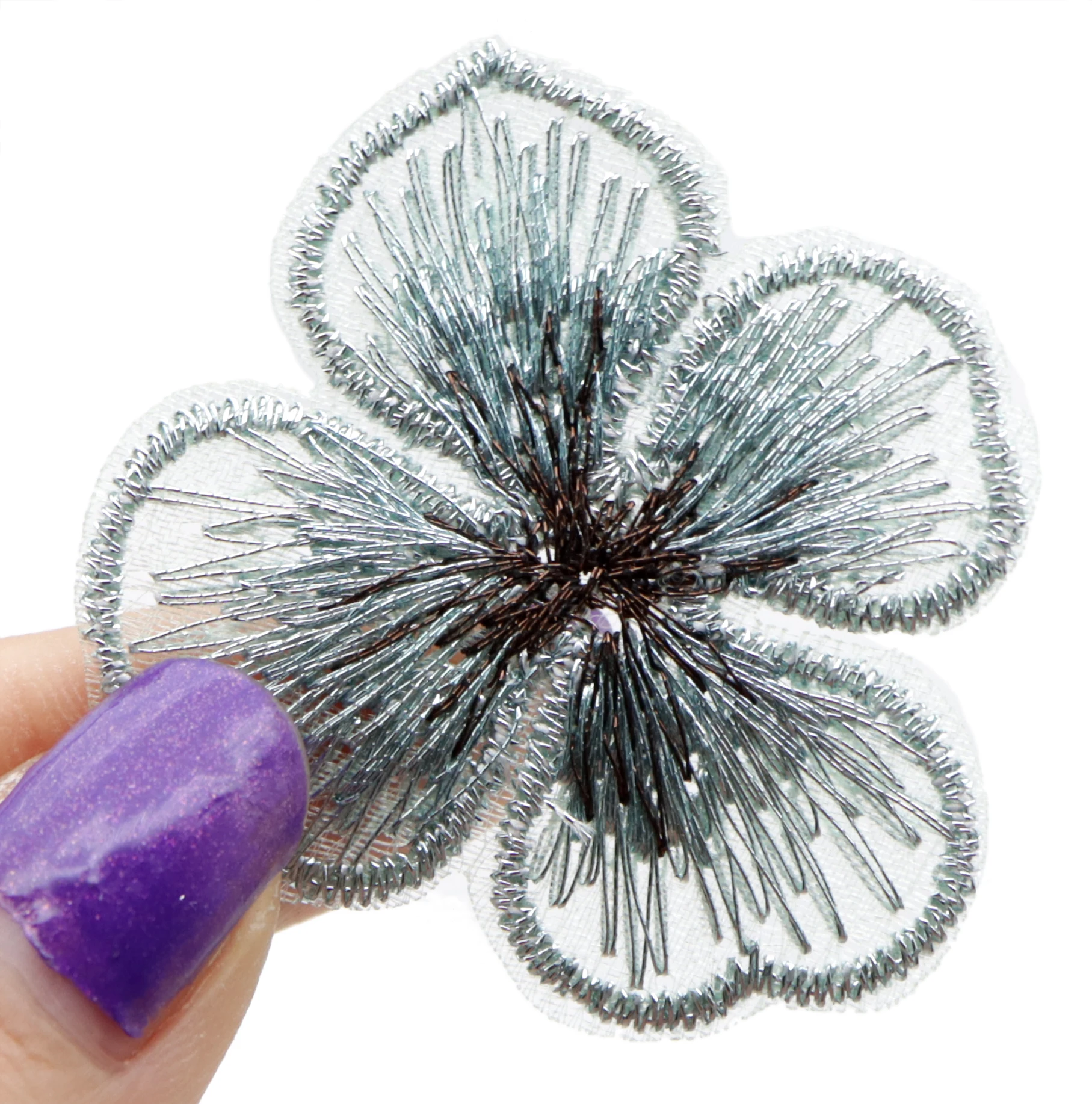 Mesh Embroidery Flower Accessories Solid Color Lace Gauze Floral 10pcs for DIY Bows Center Clothes Patch Decorations