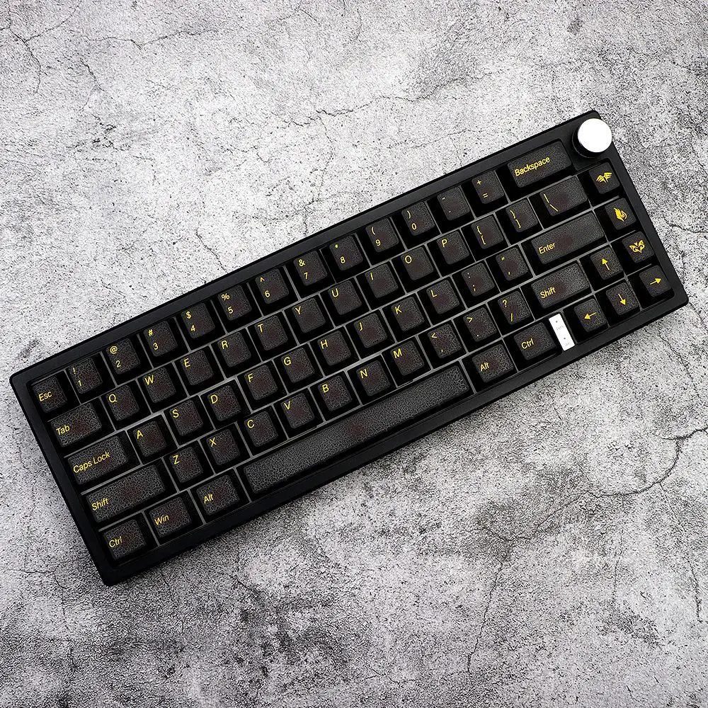 Black Crack Keycaps Full Set 108 keys Cherry Profile Gold-plated Process PC Translucent Custom for MX Mechanical Keyboard