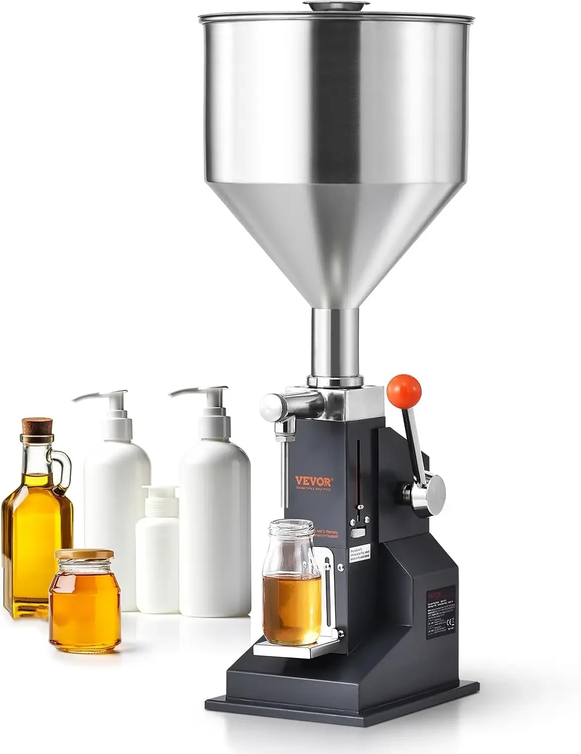 VEVOR Manual Paste Liquid Filling Machine, 5-100ml Adjustable Bottle Filling Machine, Stainless Steel Liquid Filler with 11.5L H