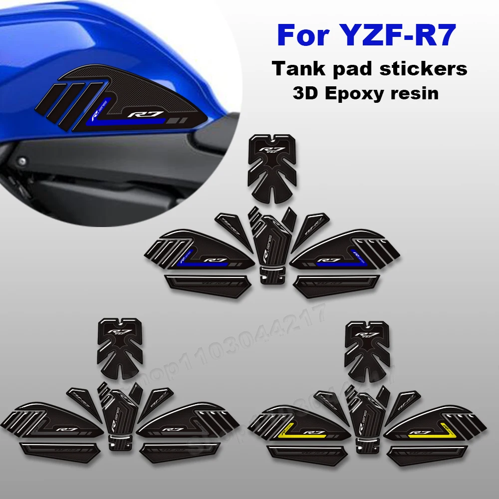 

﻿ New Decorative kit Motorcycle Fuel Tank pad Grips knee protective 3D stickers decals For YAMAHA R7 YZF R7 2022