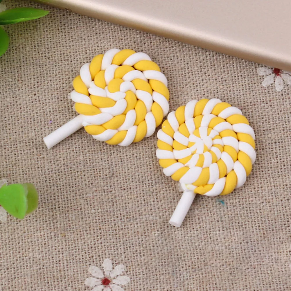 

35Pcs Rainbow Swirl Clay Lollipop Realistic 3D Simulation Decoration for DIY Craft Jewelry Accessories