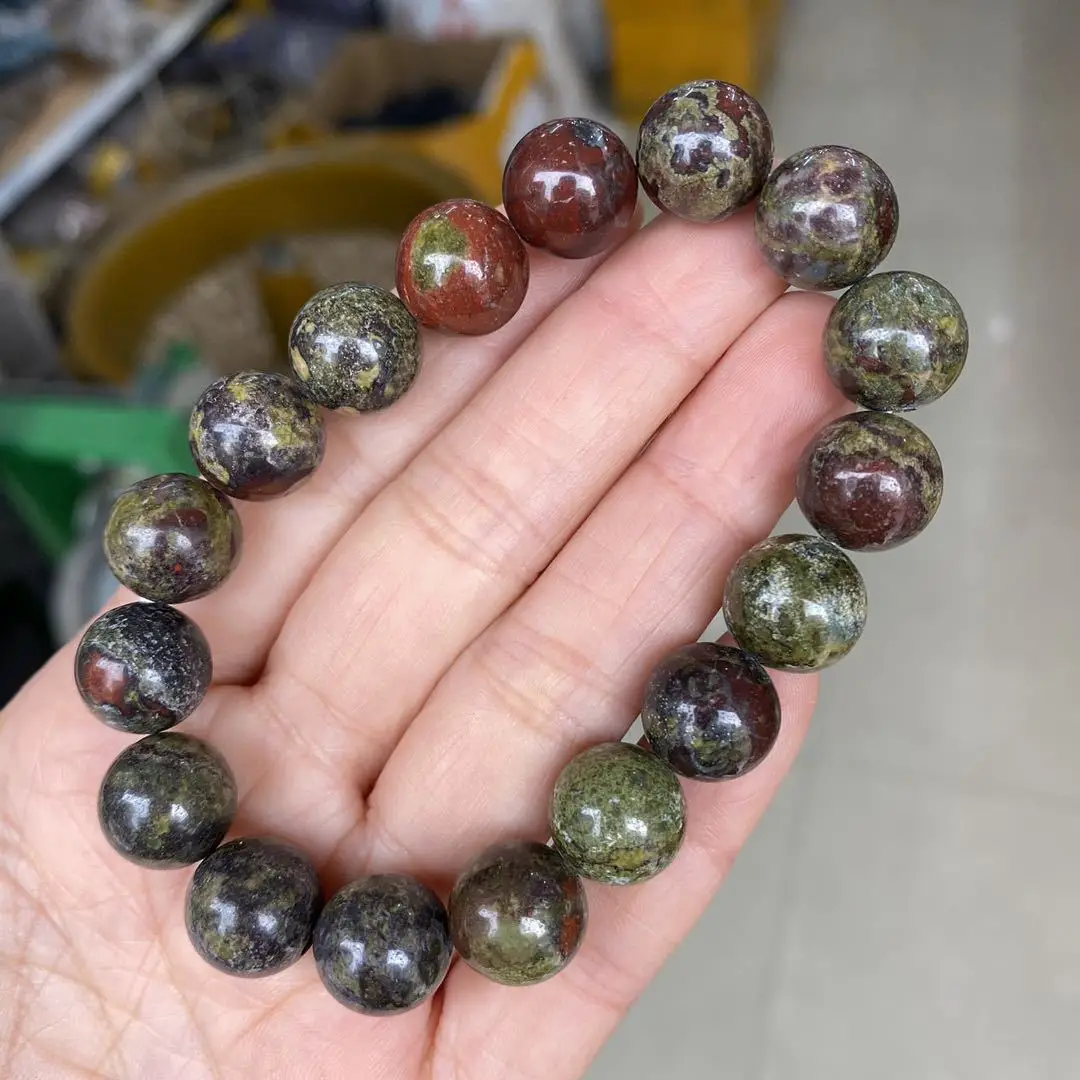 Naturalny smoczy kamień krwi elastyczne bransoletki kobiet mężczyzn gładkie okrągłe koraliki czakra ochrona zdrowia biżuteria Pulsera Hombre