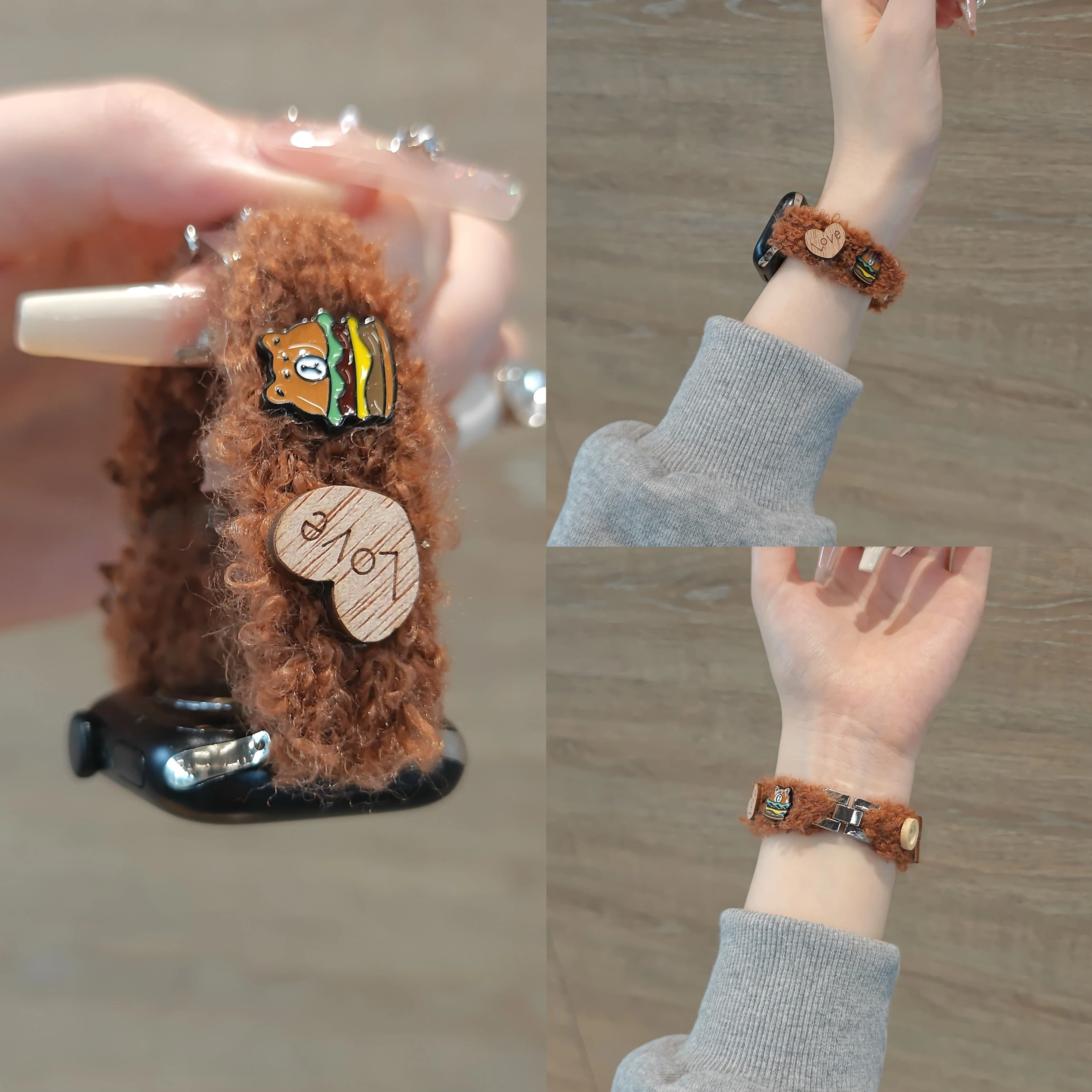 

Compatible with iWatch strap 38mm 40mm 41mm 42mm 44mm 45mm 49mm plush butterfly red Apple fashion strap