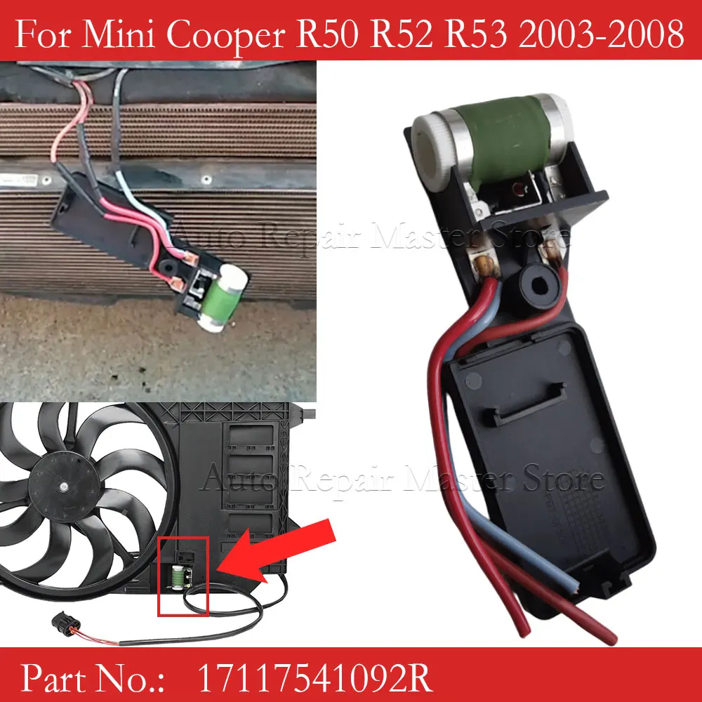 Car Engine Cooling Radiator Fan Motor Resistor For Mini Cooper R50 R52 R53 2003 2004 2005 2006 2007 2008 17117541092R