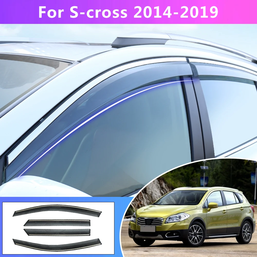 Window Weather Shield Sun Rain Visor For SUZUKI S-CROSS 2014 2015 2016 2017 2018 2019 Car Styling Auto Accessories Awnings