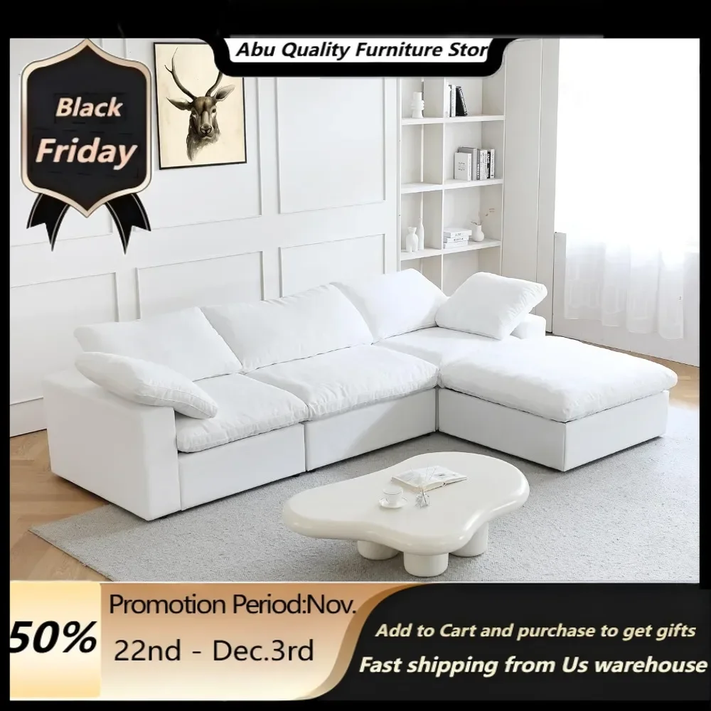 cloud sofa.120LShape Cloud Modular Couches for Living Room,Modern Convertible Sectional Sofa CouchCouch Cushion Covers Removable