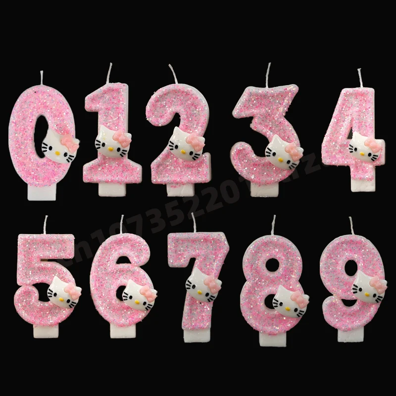 

Cute creative Hello kitty Candle Birthday Cake Decorative Creative Cartoon Girls Kitty Cat Celebration Party Supplies Wholesale