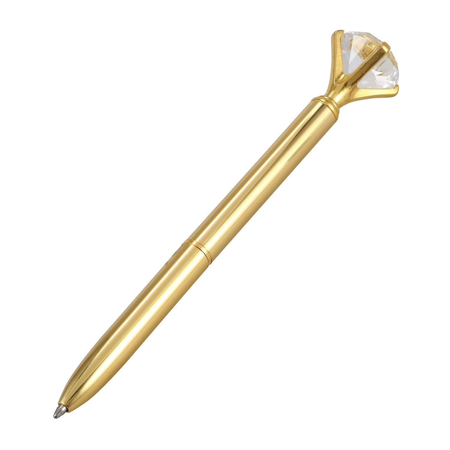 Kawaii Ballpoint Pen alloy Ball Pen With Diamond Black Refill Pen Fashion School , Gold
