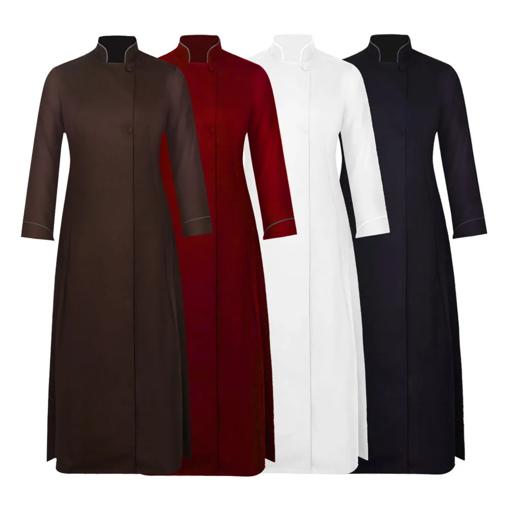 Halloween Priest Cosplay Pure Color Medieval Father Role Play Performance Costume Women's Traditional Ethnic Stage Clothing