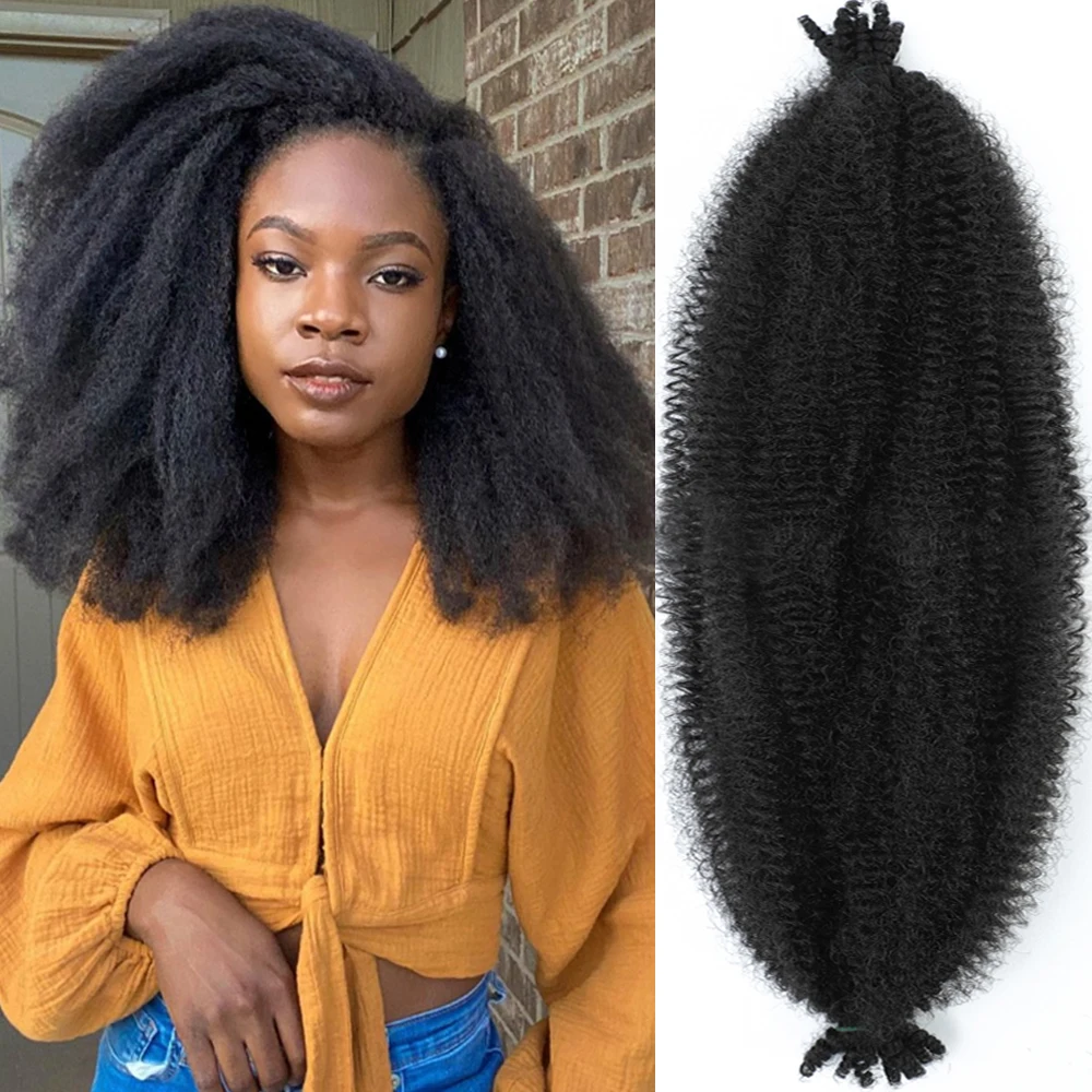 Springy Afro Twist Hair Marley Afro Kinky Twist Braiding Hair for Distressed Faux Locs Heat-Resistant Fibers pelo para trenzas