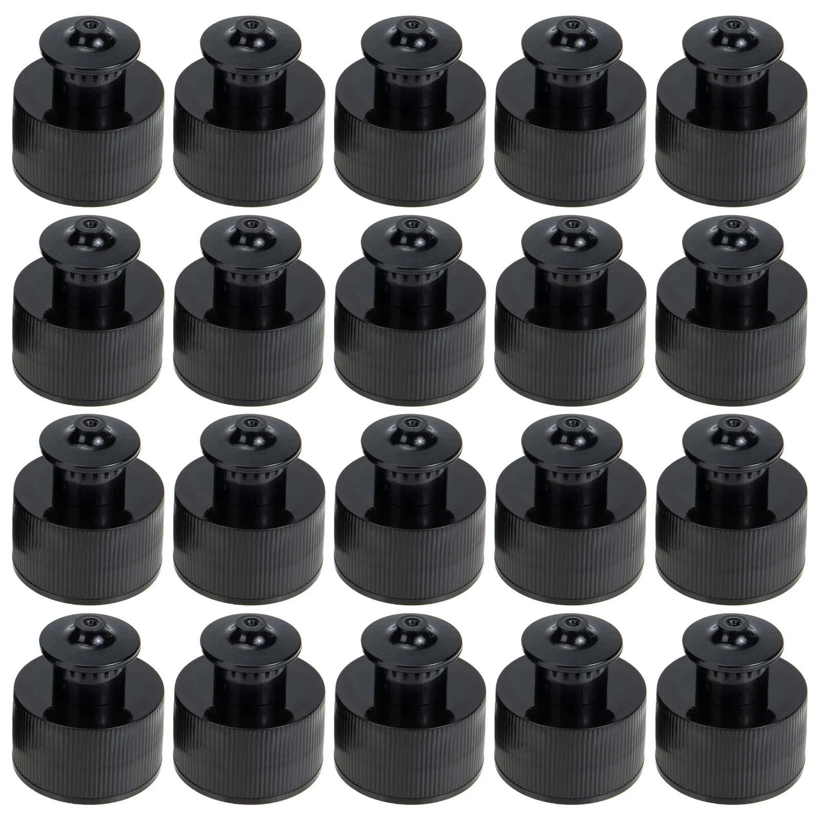 

20pcs 28mm Diameter Hand-pulled Mineral Water Bottle Caps Reusable Sealing Sports Lids for Plastic Replacement Black Squirt Tops