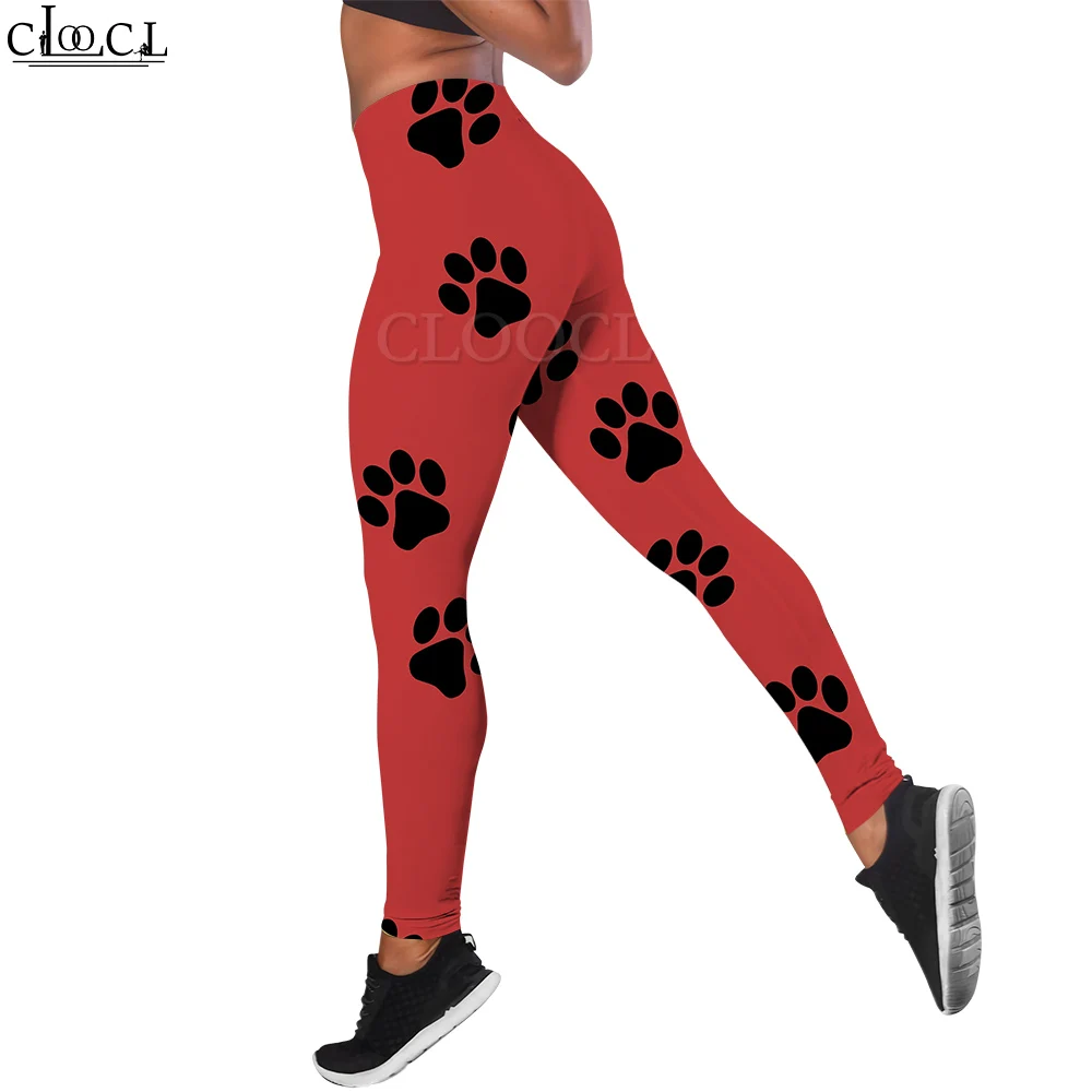 

CLOOCL Leggings Femme Fashion Form-fitting Pants Simple Paw Print Leggings Elastic High Waist Sport Workout Tight Trousers