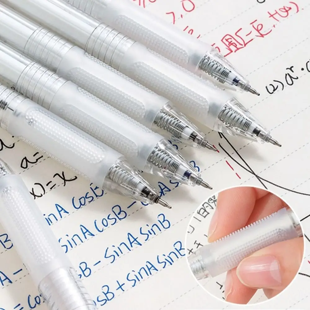 Transparent 0.5MM ST Tip Gel Pen Quick Dry Black/Red/Blue Ink Ballpoint Pen Writing Tools Gift