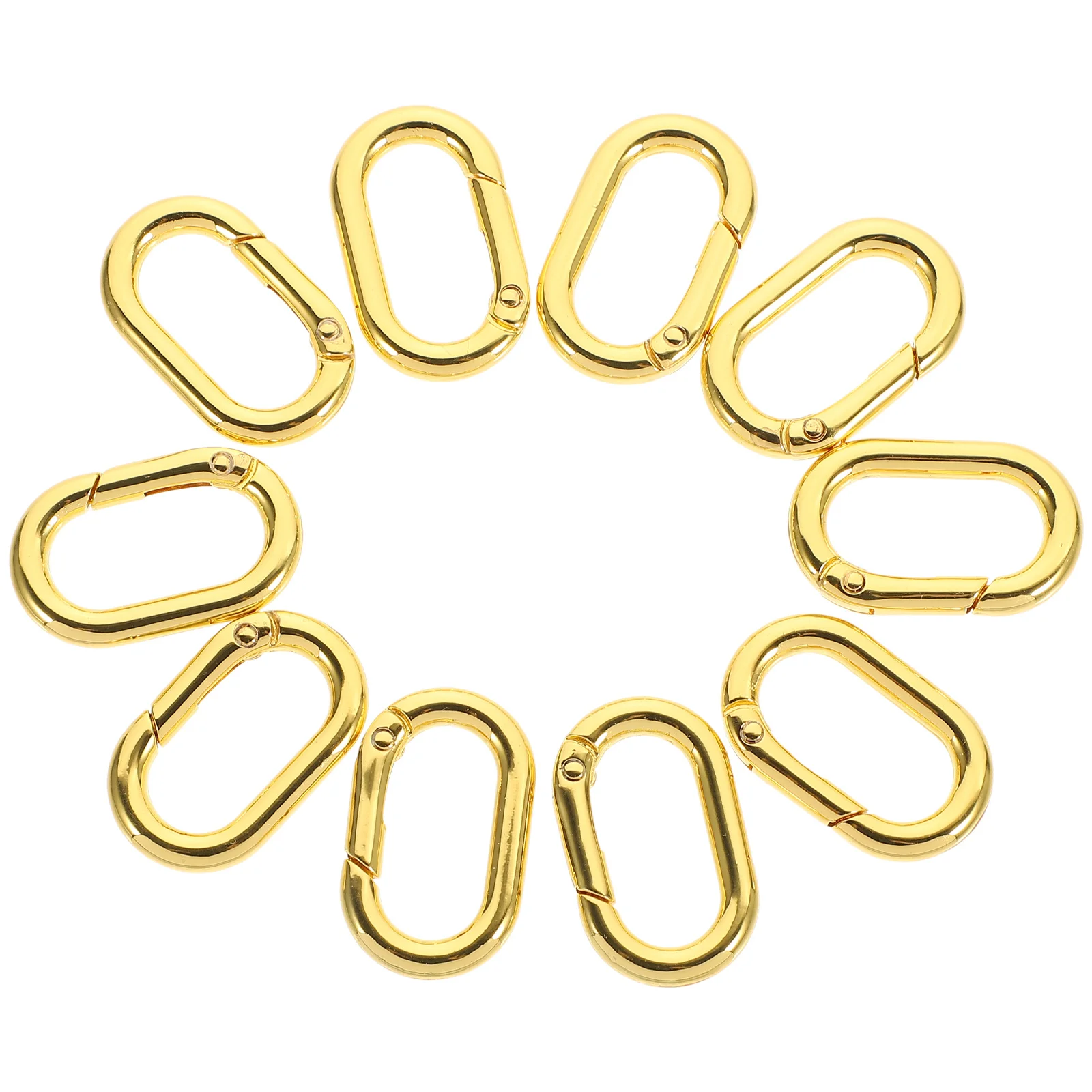 

10pcs Metal Spring Clasp Oval Snap Clip Hook Key Ring Replacement Durable Lightweight For Bag Purse Backpack Diy Craft Outdoor