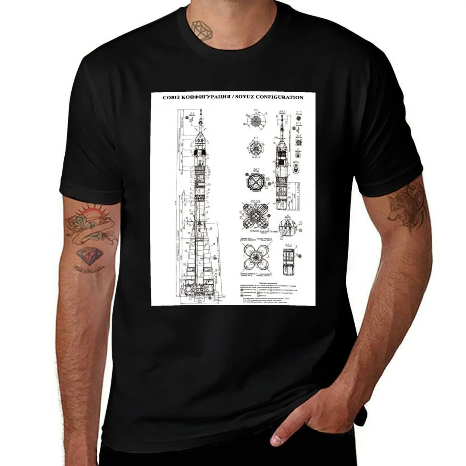 

Soyuz Blueprint in High Resolution (white) T-Shirt man t shirt heavy cotton t shirt custom print T-Shirt